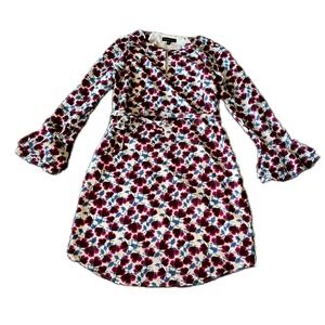 Banana Republic Floral Bell Sleeve Faux Wrap Shift Dress Cottagecore Whimsy Sz M